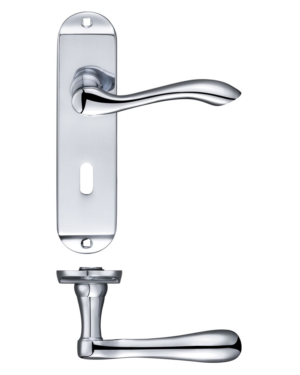 Arundel Lever Lock (57mm c/c) Furniture - Short Plate 175 x 42mm Polished Chrome