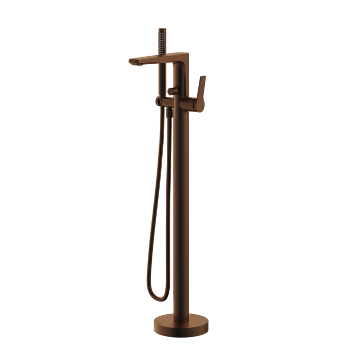 Aqualla Axis Freestanding Bath Shower Mixer, Brushed Bronze