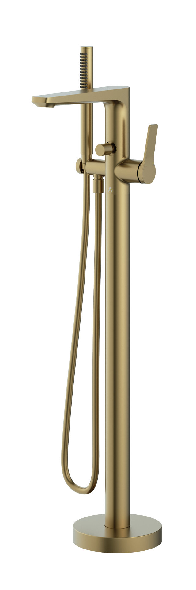 Aqualla Axis Freestanding Bath Shower Mixer, Brushed Brass