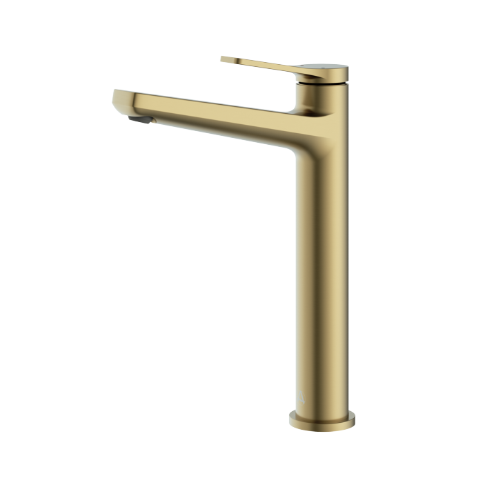 Aqualla Axis Tall Basin Mixer, Brushed Brass