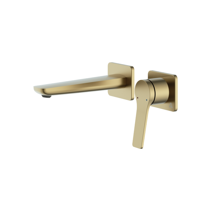 GS-av-wt-bb Axis Wall Mounted Basin Mixer, Brushed Brass