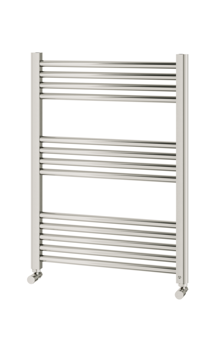 Aqualla Ravenna Flat Heated Towel Radiator, 800 x 600mm, Brushed Nickel