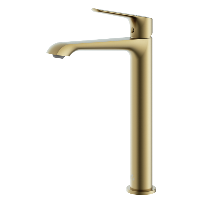 Aqualla Elodie Tall Basin Mono Mixer, Brushed Brass