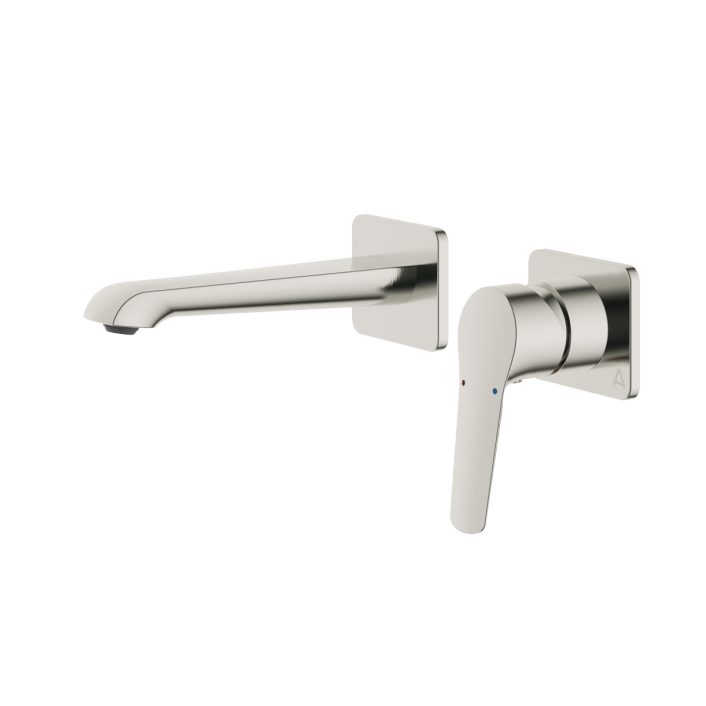 Aqualla Elodie Wall Mounted Basin Mixer, Brushed Nickel