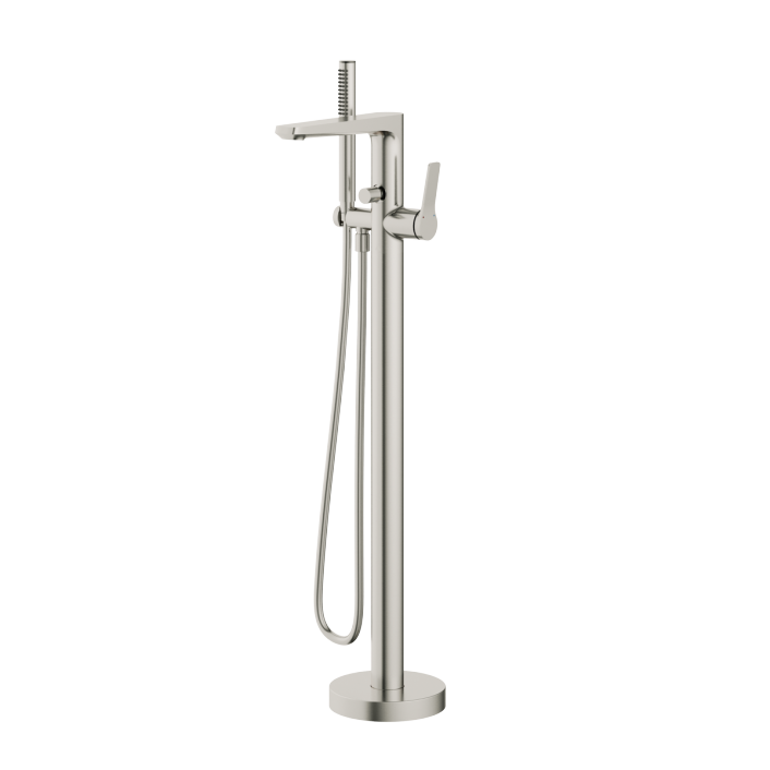 Aqualla Axis Freestanding Bath Shower Mixer, Brushed Nickel