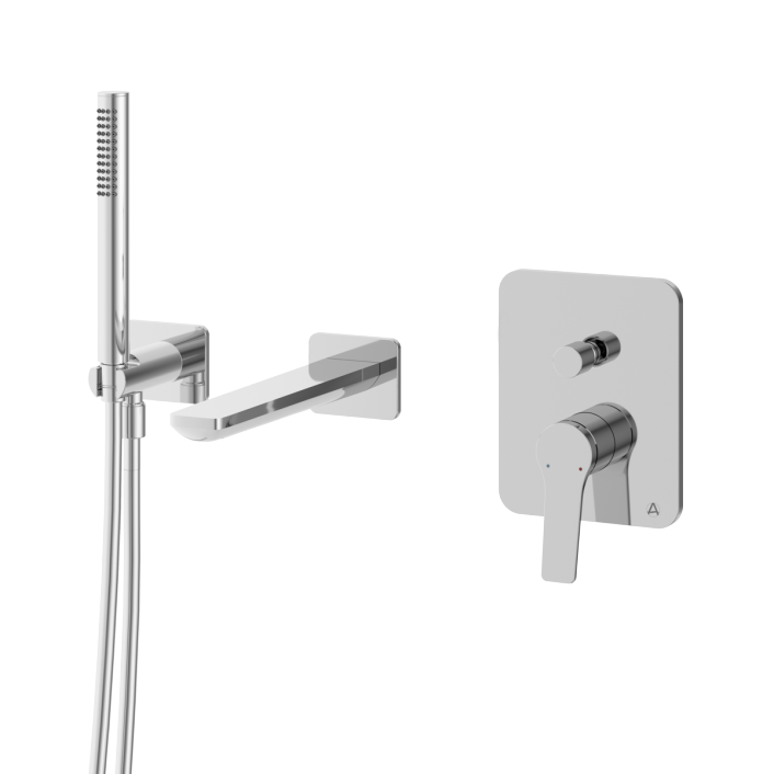 Aqualla Axis Wall Mounted Bath Shower Mixer, Chrome