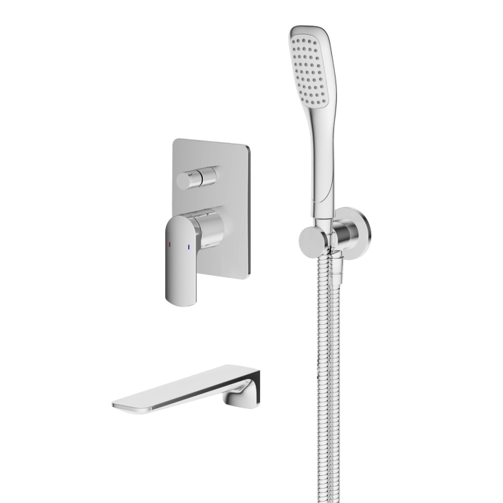 GS-f-wbsmk Valeria Wall Mounted Bath Shower Mixer & Kit, Chrome