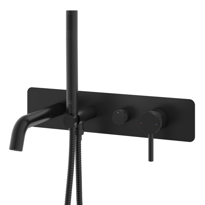 GS-ko-wbsm-bl Ferrum Wall Mounted Bath Shower Mixer, Matt Black