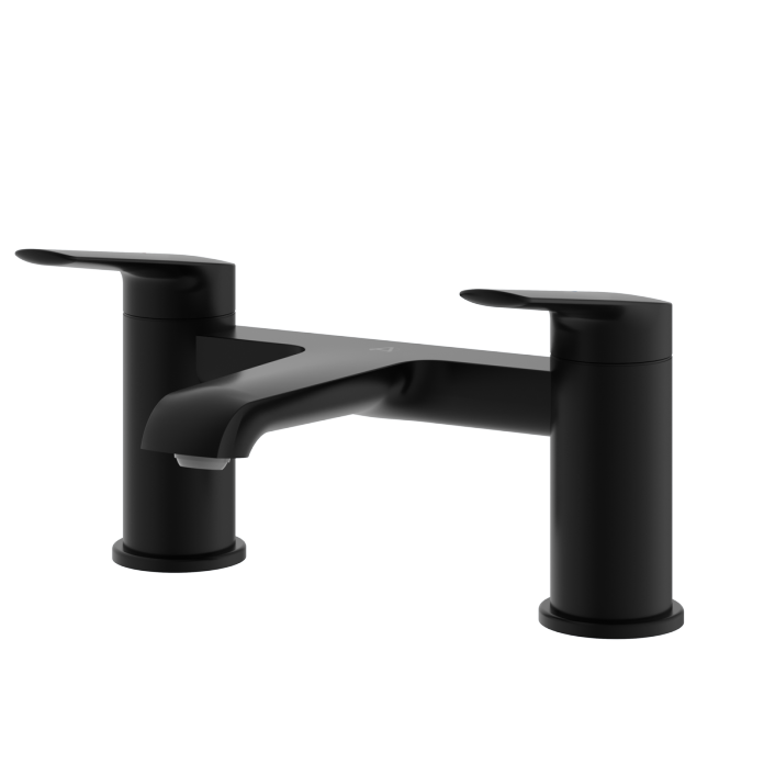 Aqualla Elodie Deck Mounted Bath Filler, Matt Black