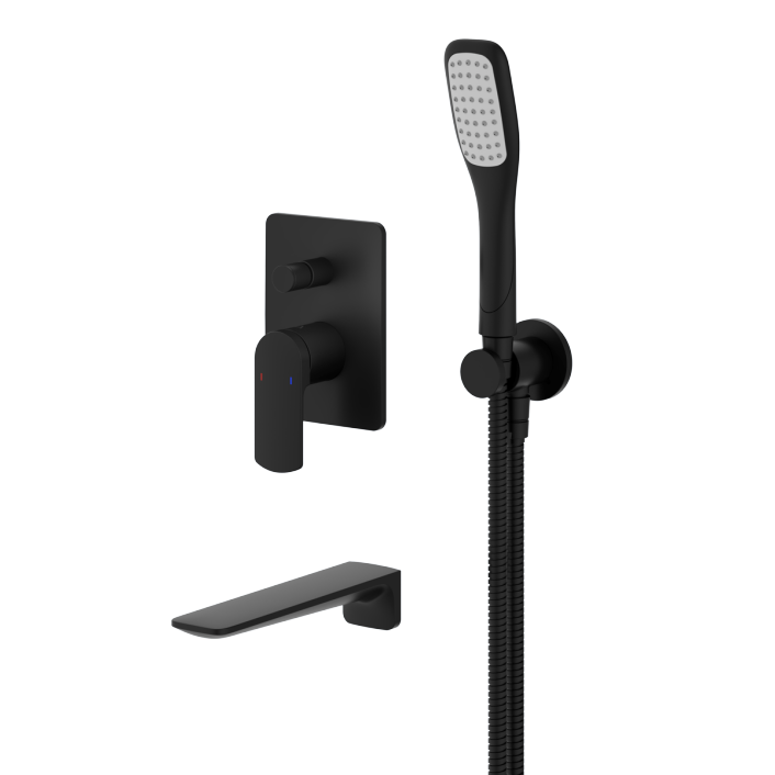 GS-f-wbsmk-bl Valeria Wall Mounted Bath Shower Mixer & Kit, Black