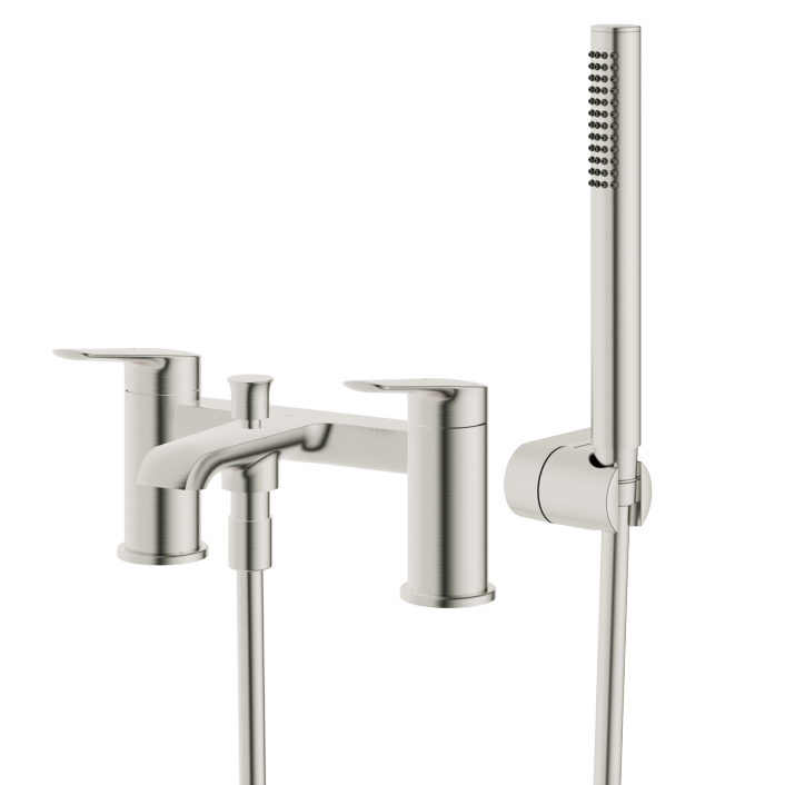 GS-ha-bs-bn Elodie Deck Mounted Bath Shower Mixer, Brushed Nickel