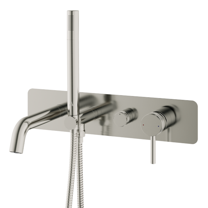 GS-ko-wbsm-bn Ferrum Wall Mounted Bath Shower Mixer, Brushed Nickel