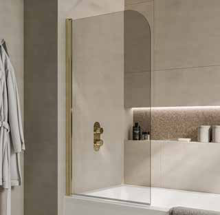 Carron Riva MB-Modera 6mm Hinged Radius Bath Screen Chrome Plated