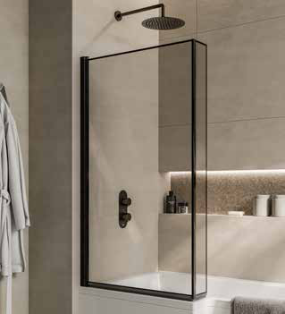 Carron Riva Modera-6 L-Shape Bath Screen Black Clear