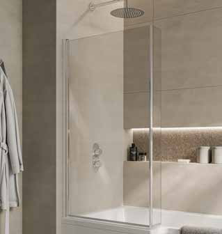 Carron Riva Modera-6 L Shaped Hinged 6mm Bath Screen Chrome