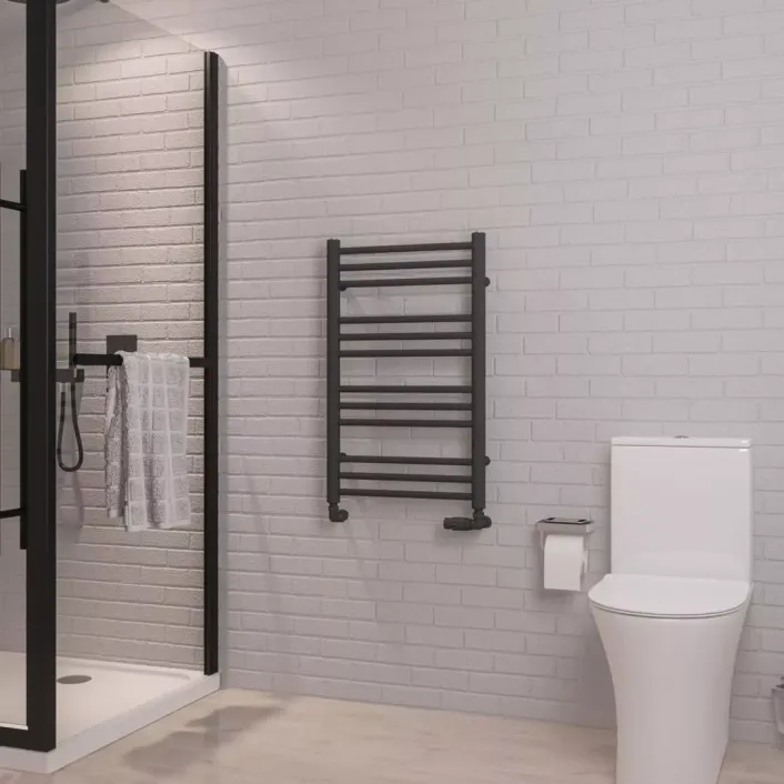 Eastbrook Corinium Round 800 x 500 Towel Rail Matt Anthracite