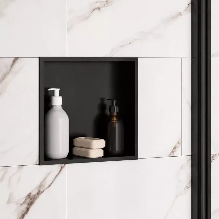 Eastbrook 300x300mm Shower Niche - Matt Black