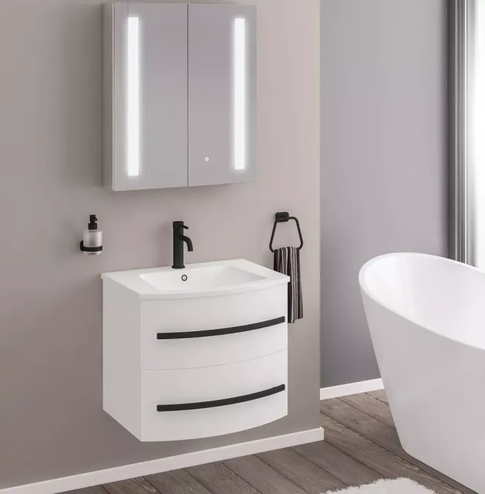 Eastbrook Centa Curved, 2 Drawer Wall Hung Unit - High Gloss White