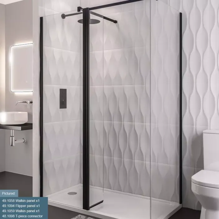 Eastbrook Vantage 2000 8mm Easy Clean 2000mm x 300mm Flipper Shower Panel - Matt Black