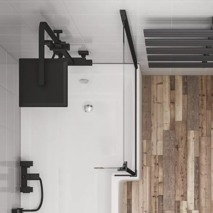 Eastbrook 6mm 1400 x 835mm Right Hand (RH) L-Shaped Bath Screen - Matt Black