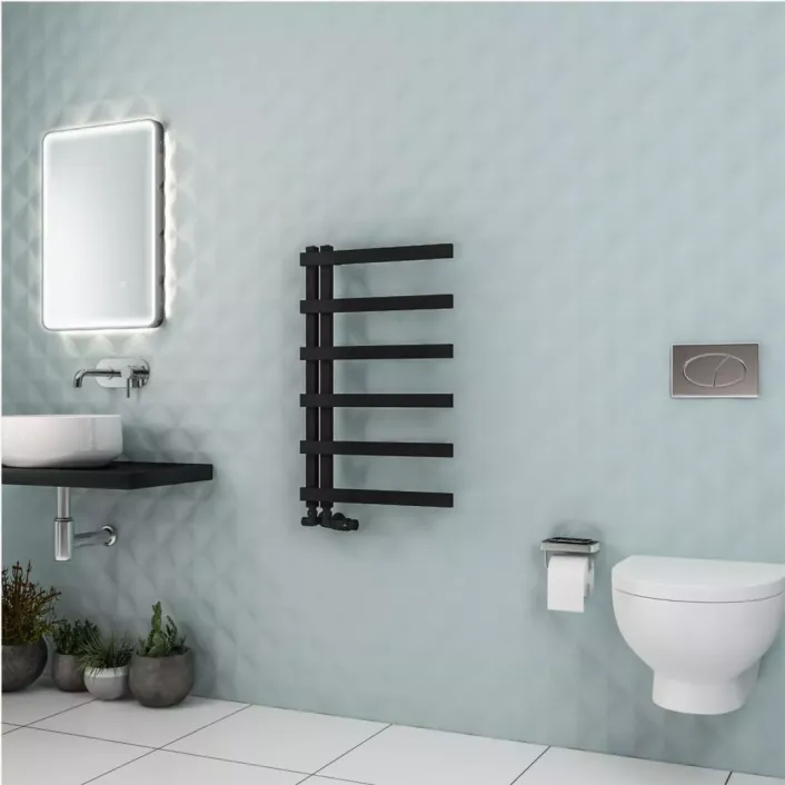 Eastbrook Platani 800 x 500mm Towel Rail Matt Black