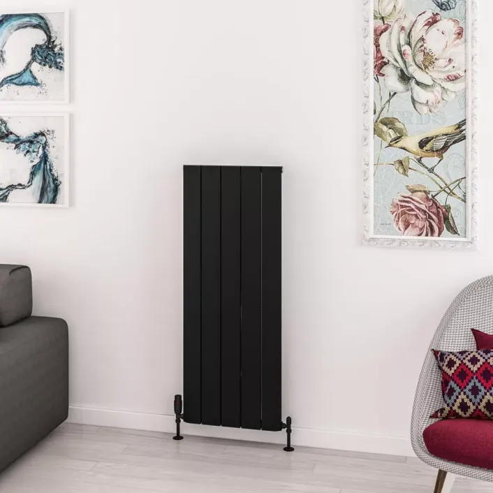 Eastbrook Withington 1200 x 470 Aluminium Radiator Matt Black