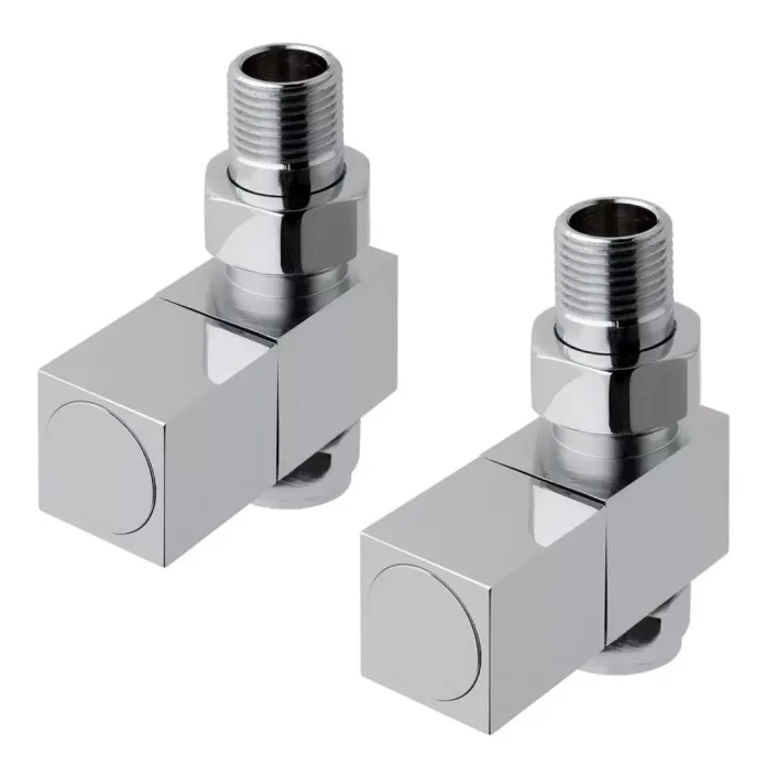 Eastbrook Straight Square Radiator Valve (Pair) Chrome