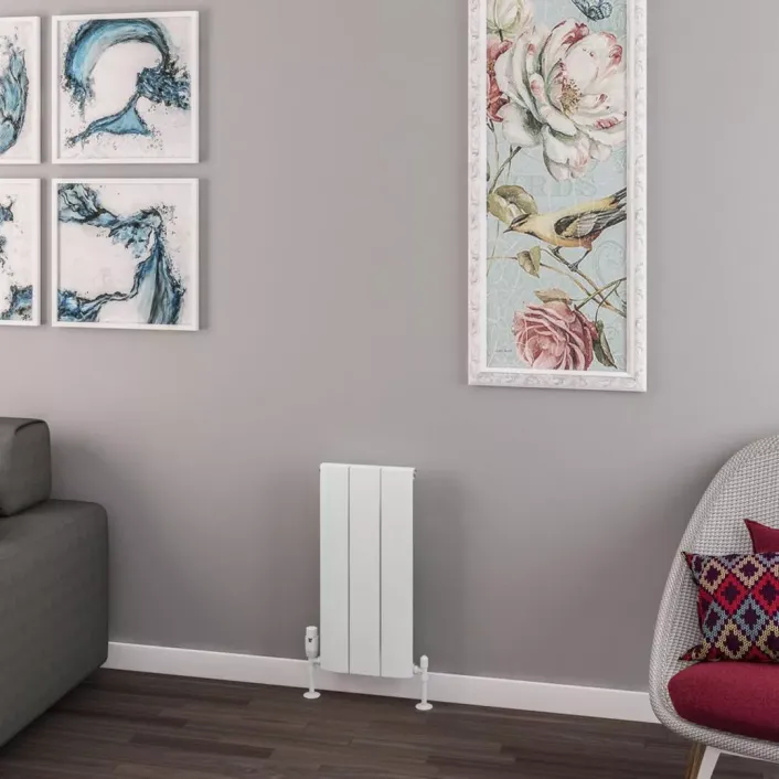Eastbrook Withington 600 x 280 Aluminium Radiator Matt White