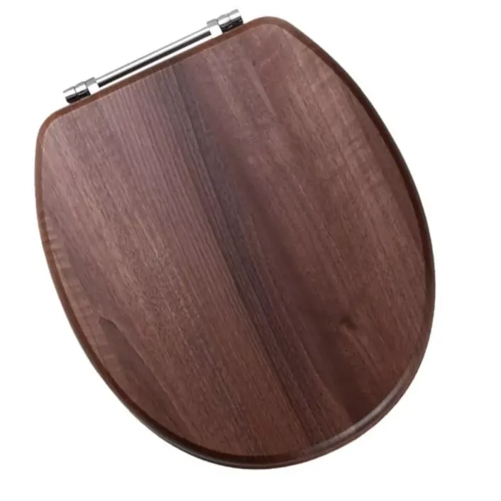 Eastbrook Sherwood Toilet Seat with Chrome Hinges - Dark Walnut