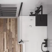Eastbrook 6mm 1400 x 835mm Left Hand (LH) L-Shaped Bath Screen - Matt Black