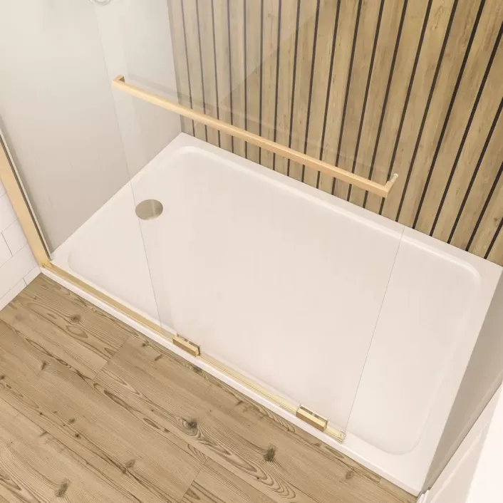 Eastbrook Corniche 2000 8mm Easy Clean 2000mm x 1200mm Soft Close Walk in Slider Left Hand (LH) Shower Door - Brushed Brass