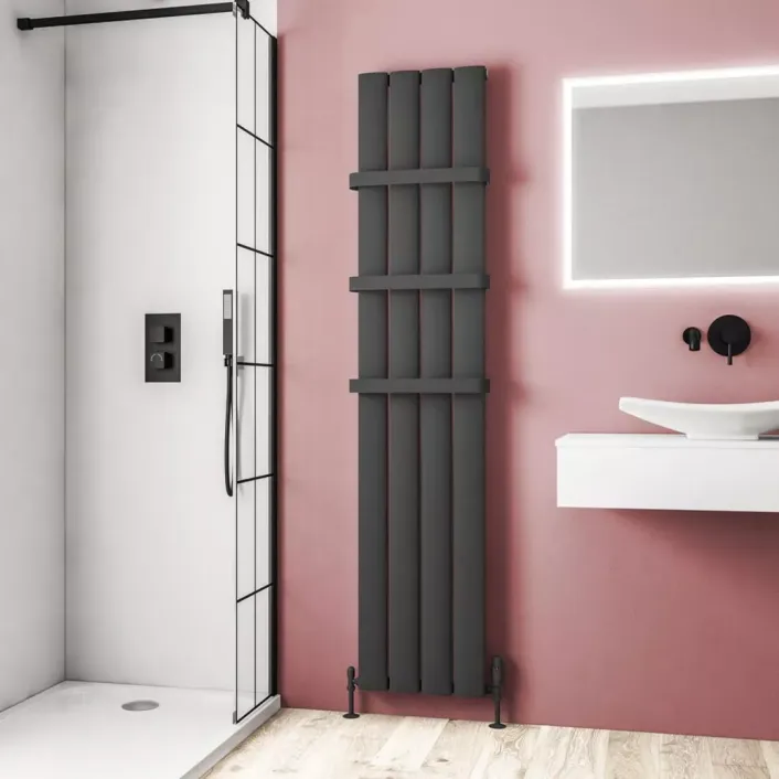 Eastbrook Malmesbury 1800 x 375 Aluminium Radiator Matt Anthracite