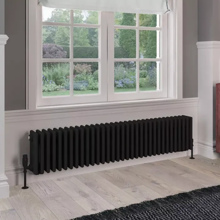 Eastbrook Rivassa 4 Column Radiator 300 x 1505mm Matt Black