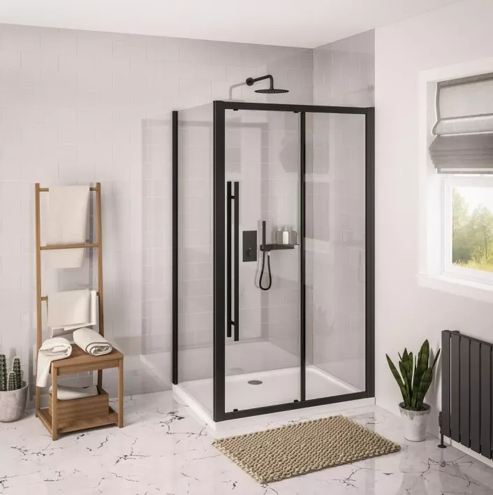 Eastbrook Vantage 2000 Easy Clean 2000x1300mm Slider Shower Door - Matt Black