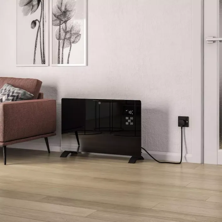 Eastbrook Cortona 555 x 770 Glass Fronted Electric Radiator 2000W Black