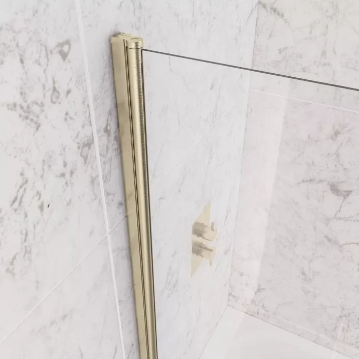 Eastbrook 6mm 1400 x 800mm Radius Bath Screen - Brushed Brass