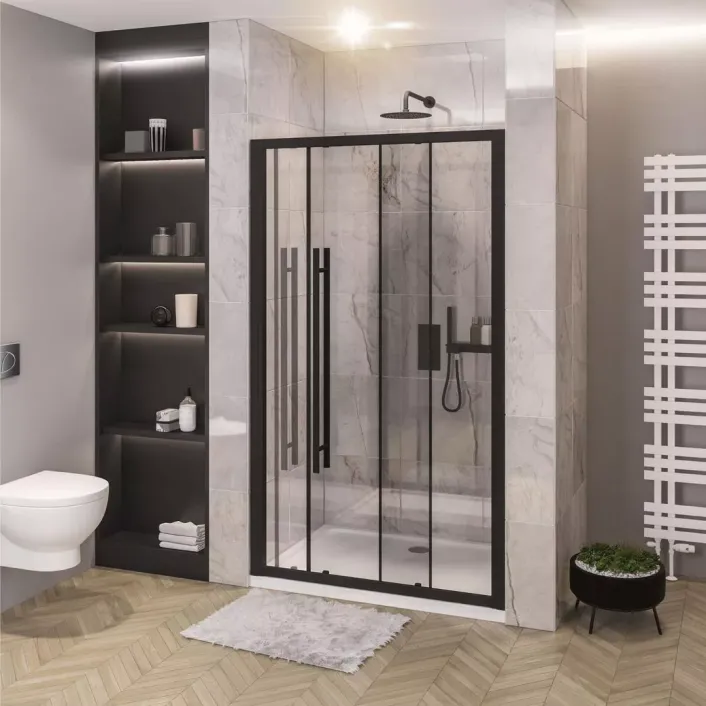 Eastbrook Vantage 2000 8mm Easy Clean 2000mm x 1000mm Soft Close Sliding Shower Door - Matt Black