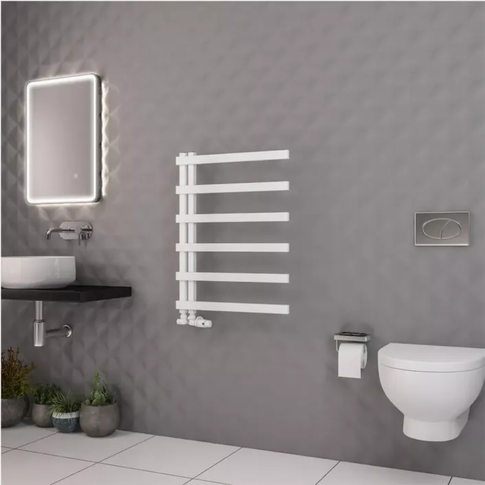 Eastbrook Platani 800 x 600mm Towel Rail Matt White