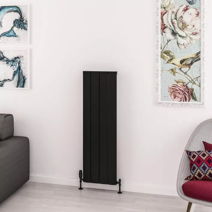 Eastbrook Withington 1200 x 375 Aluminium Radiator Matt Black