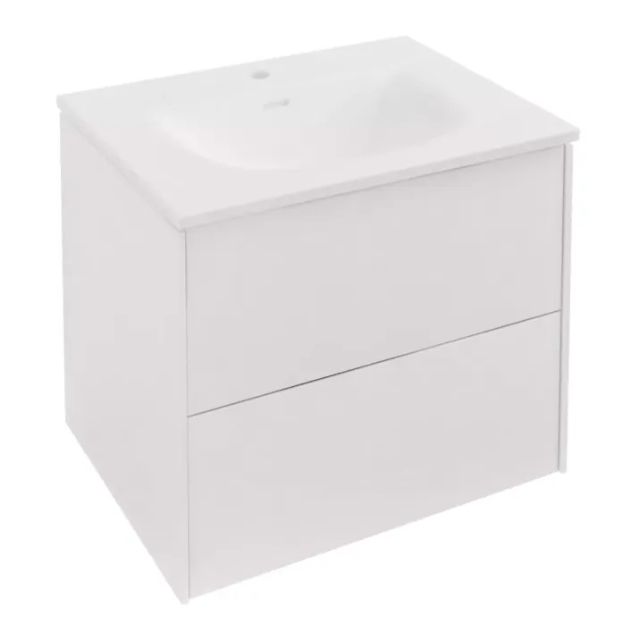 Eastbrook Chedworth 60cm x 50cm Wall Hung Vanity Unit Two Drawer - High Gloss White