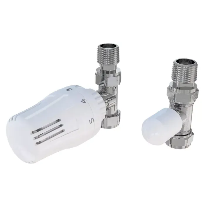 Eastbrook 15mm Straight TRV and Lockshield Valve Chrome/White