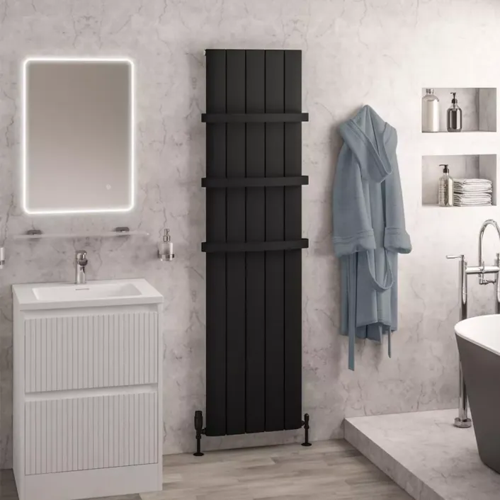 Eastbrook Withington 1800 x 470 Aluminium Radiator Matt Black
