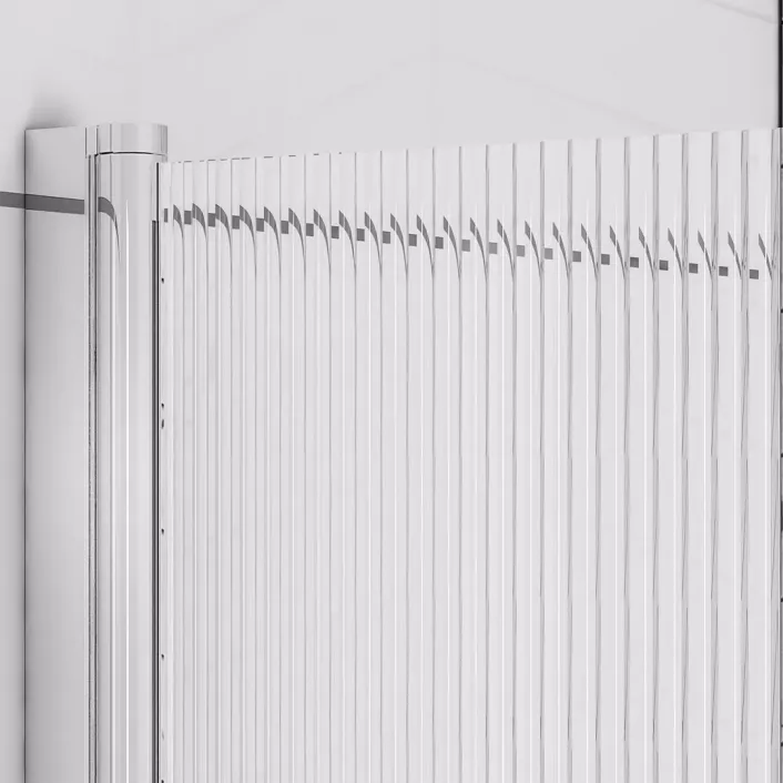 Eastbrook 6mm 1400 x 800mm Left Hand (LH) Fluted Straight Bath Screen - Chrome