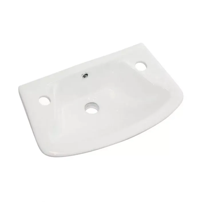Eastbrook Loire 35cm x 25cm 2 Tap Hole Ceramic Cloakroom Basin with Overflow - White