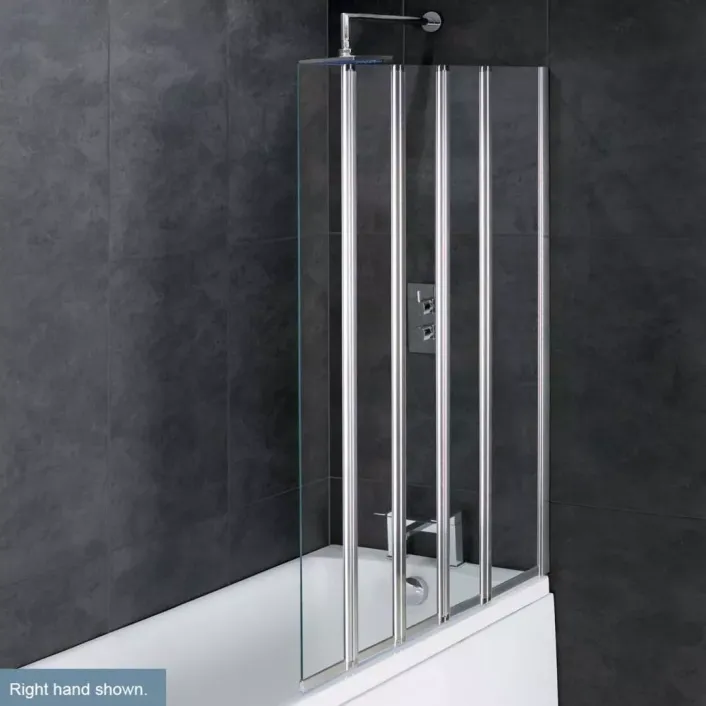 Eastbrook Volente 6mm 1400 x 1250mm Right Hand (RH) Bath Screen with 1 Fixed and 4 Folding Panels - Chrome