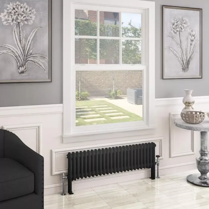 Eastbrook Imperia 2 Column Radiator 300 x 1145mm Matt Black