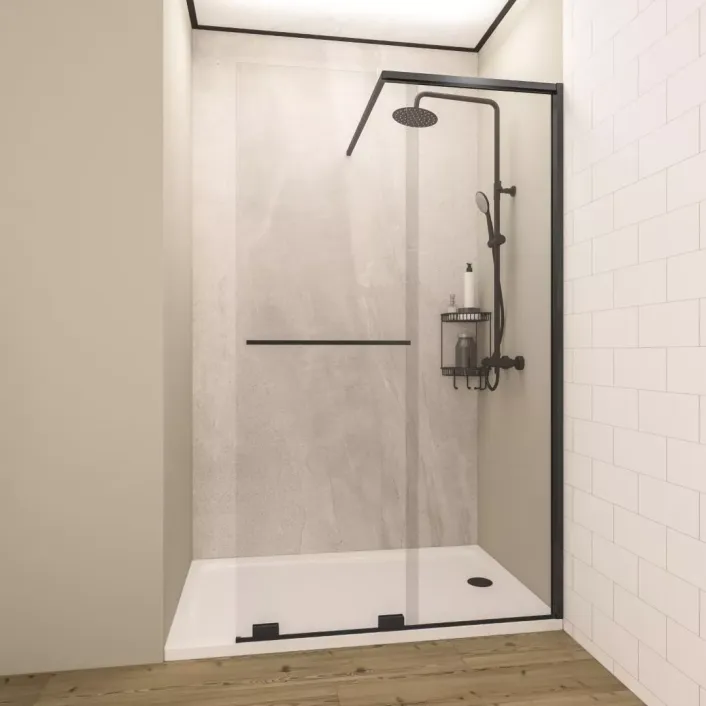 Eastbrook Corniche 2000 8mm Soft Close Walk in 1400 Slider RH Matt Black
