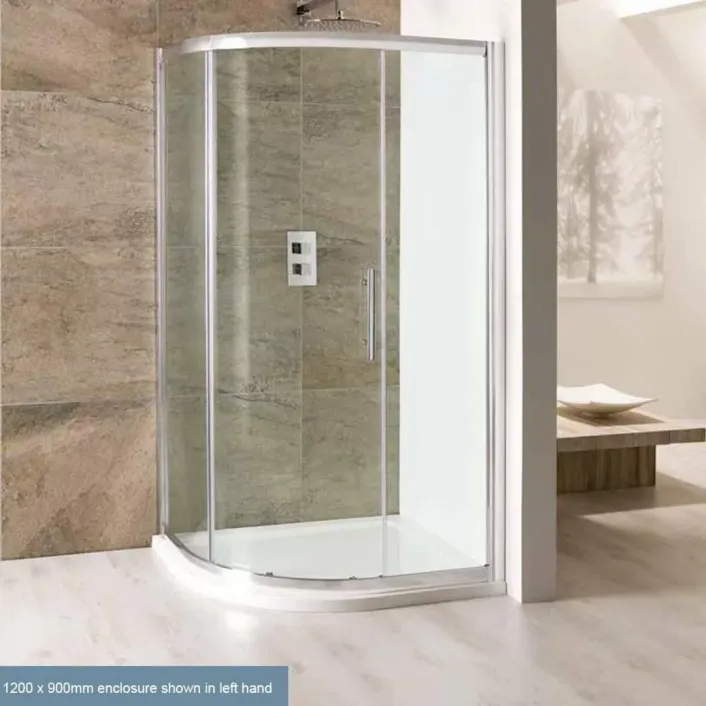 Eastbrook Volente 6mm Easy Clean 900x800mm Single Door Offset Quadrant Shower Enclosure - Chrome