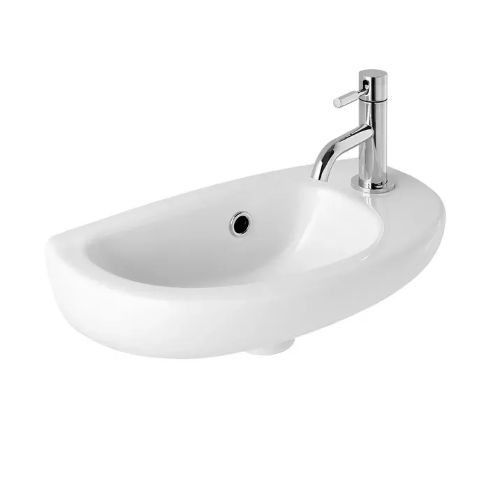 Eastbrook Kompact 41cm x 21cm Right Hand (RH) 1 Tap Hole Cloakroom Basin with Overflow - White