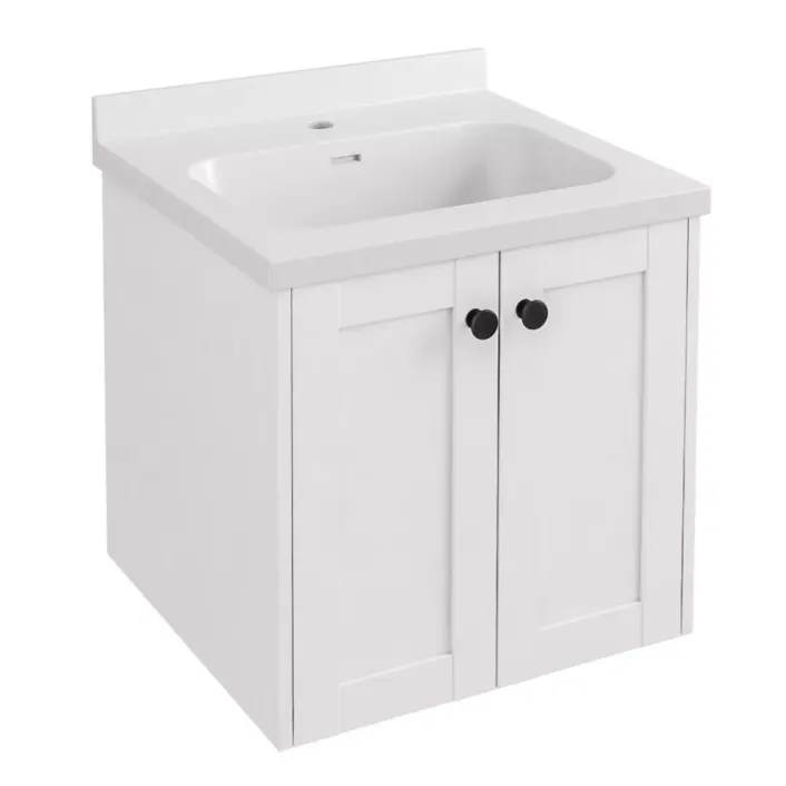 Eastbrook Hardwick 50CM 2 Door Square Wall Hung Basin Vanity Unit - Matt White